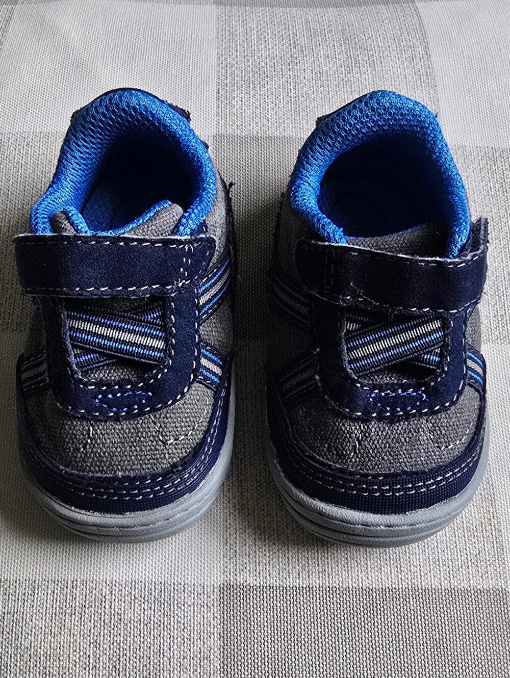 Blue Baby Tennis Shoes Size 2 Stride Rite Surprize Velcro Unisex Gray Walkers
